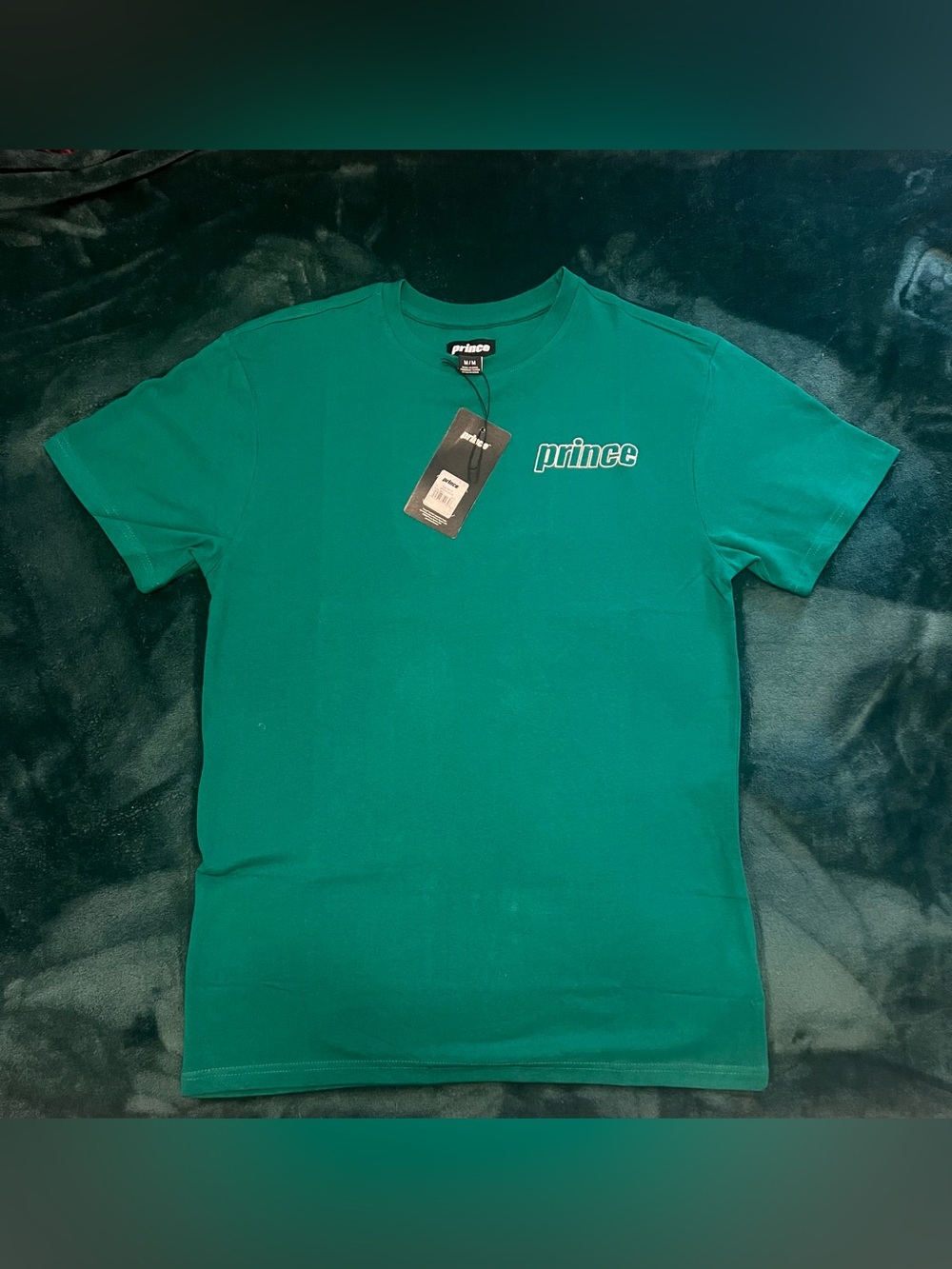 PRINCE EMBROIDERED COTTON TEE SHIRT - GREEN Men Size Medium